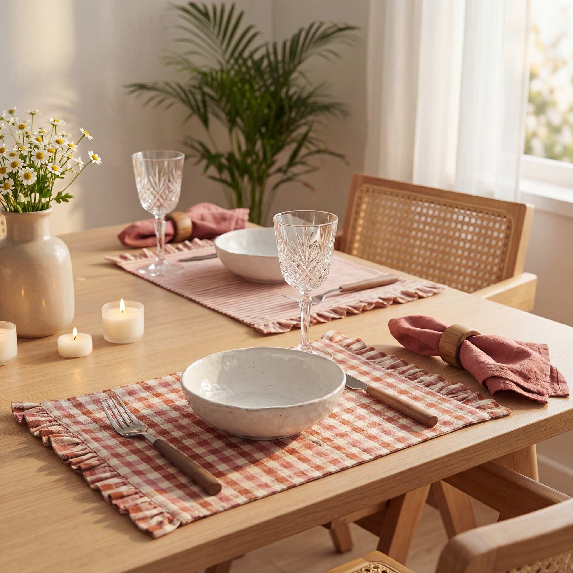 Set of 2 Ruffled Placemats (32x45 cm) PINK