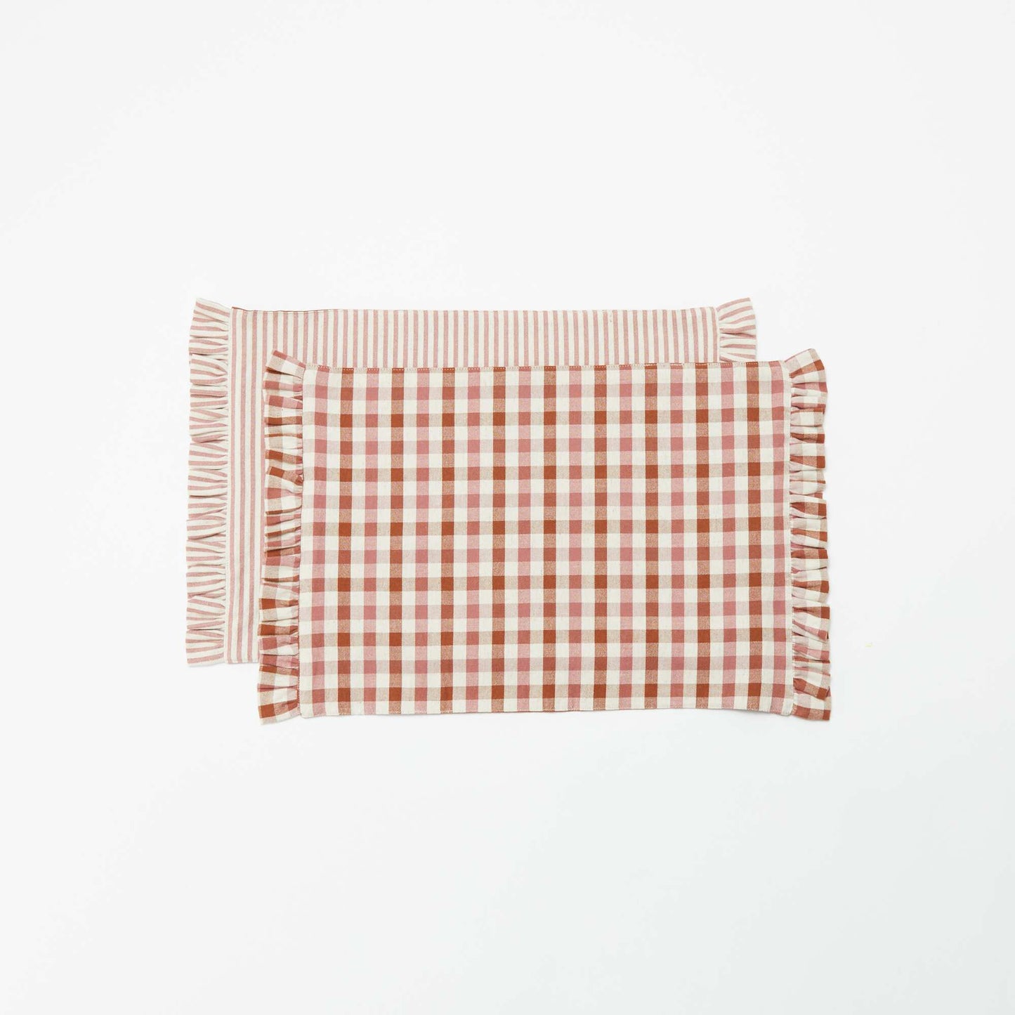 Set of 2 Ruffled Placemats (32x45 cm) PINK