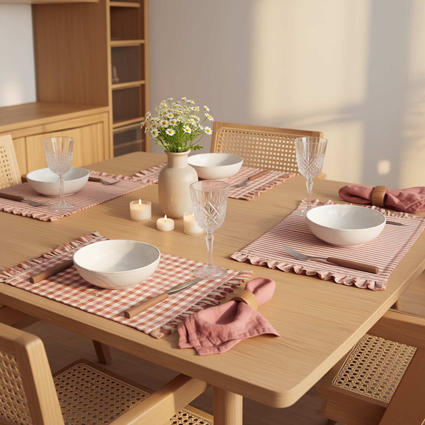 Set of 2 Ruffled Placemats (32x45 cm) PINK