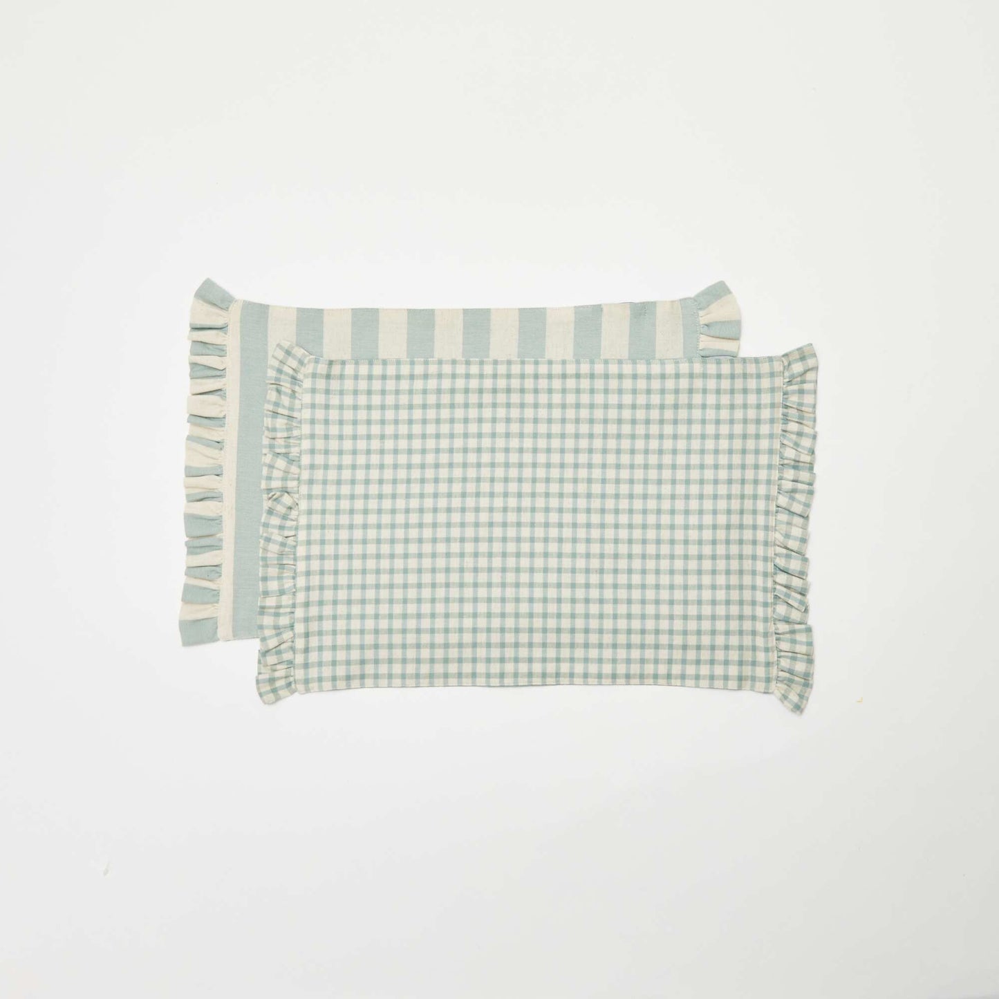 Set of 2 Ruffled Placemats (32x45 cm) BLUE