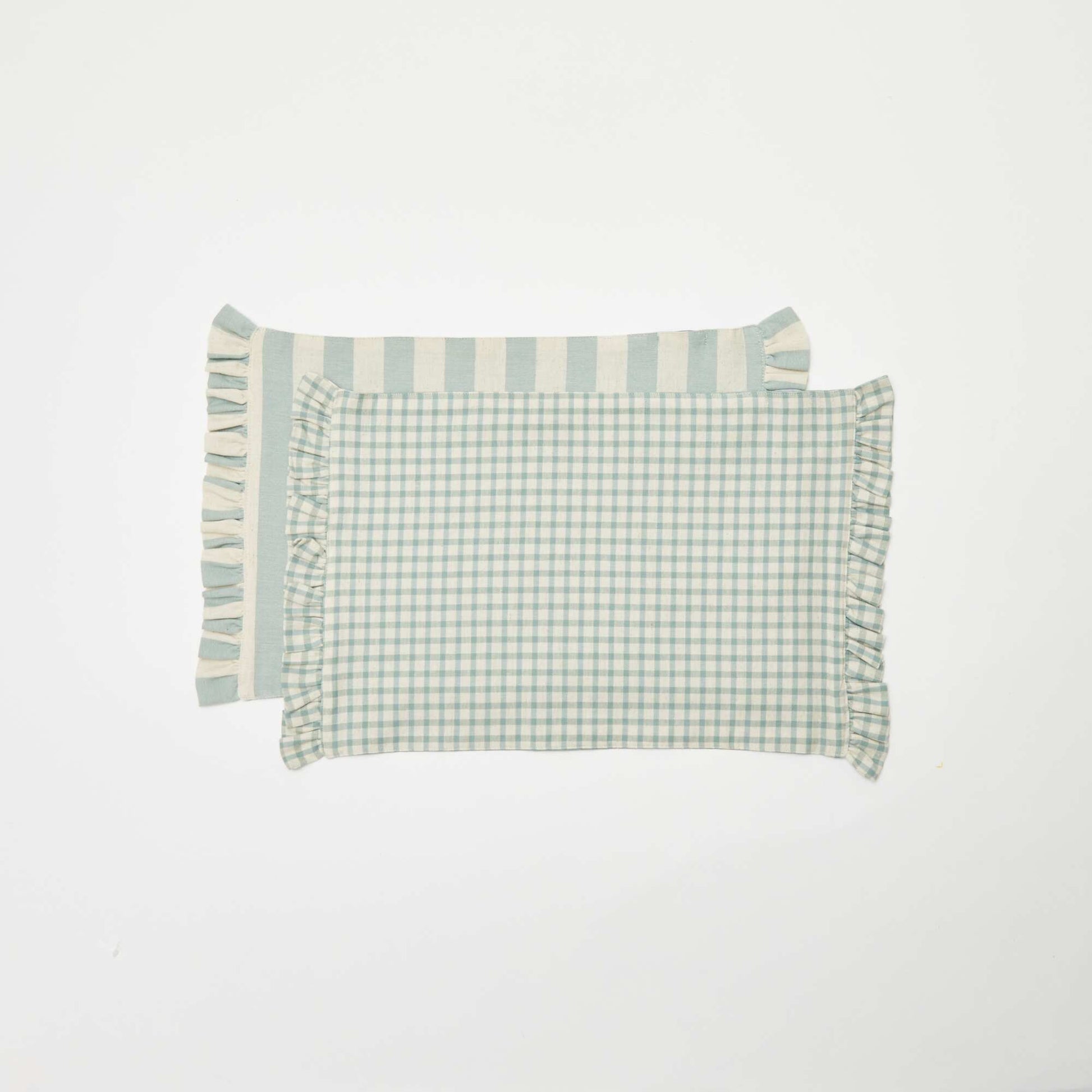 Set of 2 Ruffled Placemats (32x45 cm) BLUE