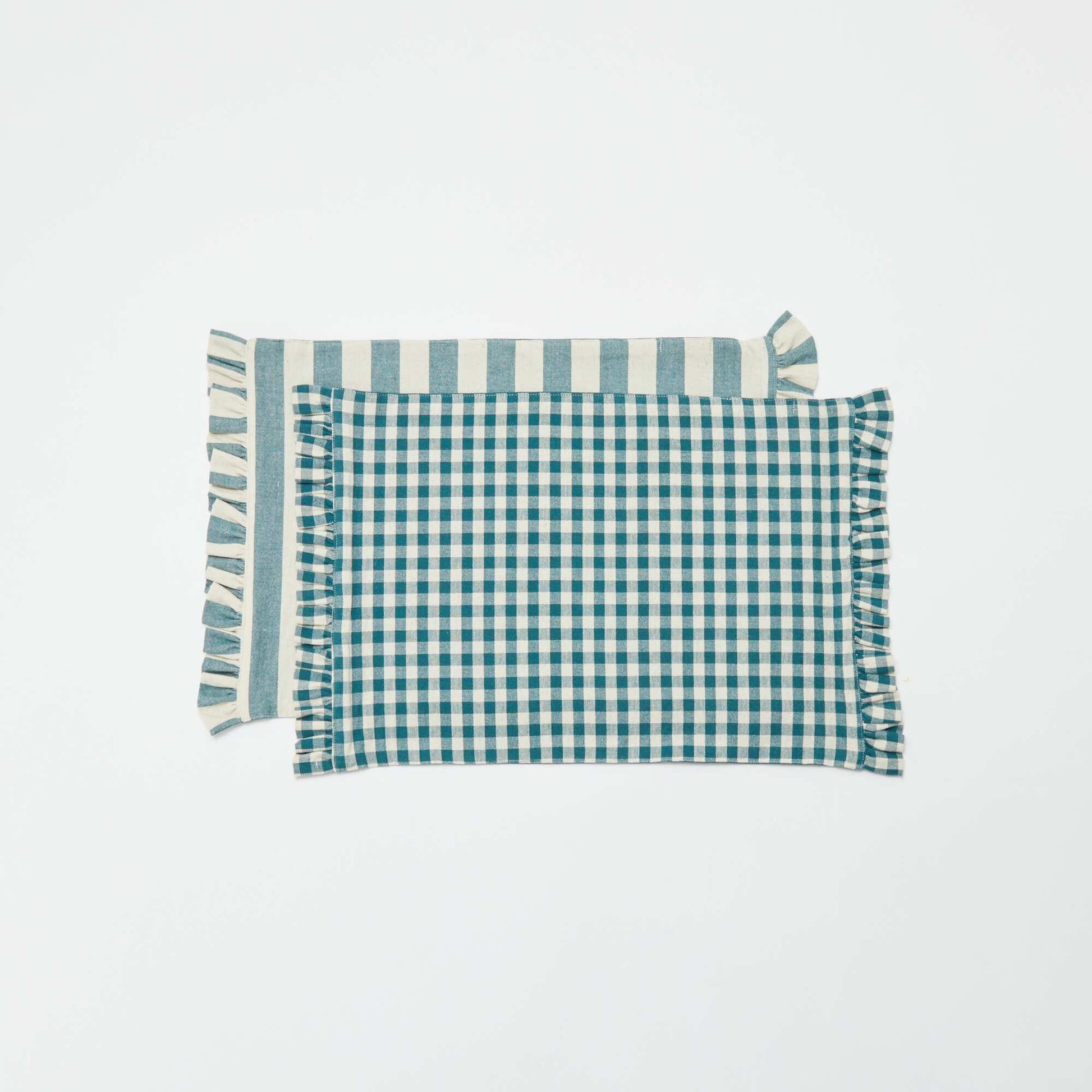 Set of 2 Ruffled Placemats (32x45 cm) BLUE