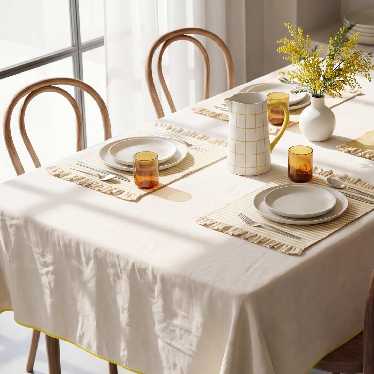 Set of 2 Ruffled Placemats (32x45 cm) YELLOW