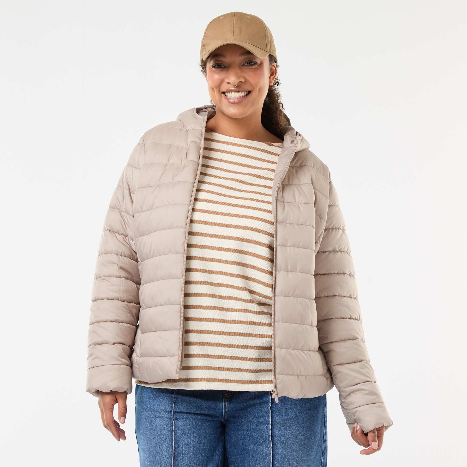 Showerproof quilted padded jacket BEIGE