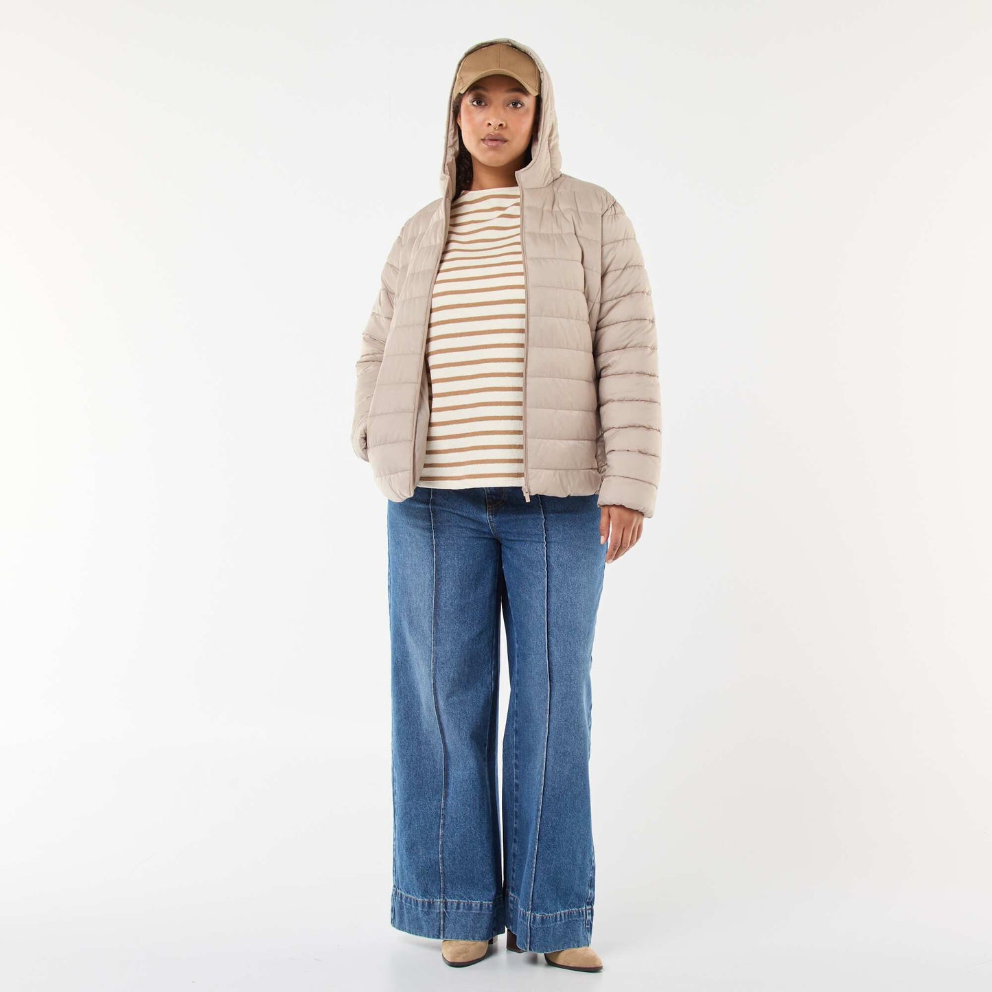 Showerproof quilted padded jacket BEIGE