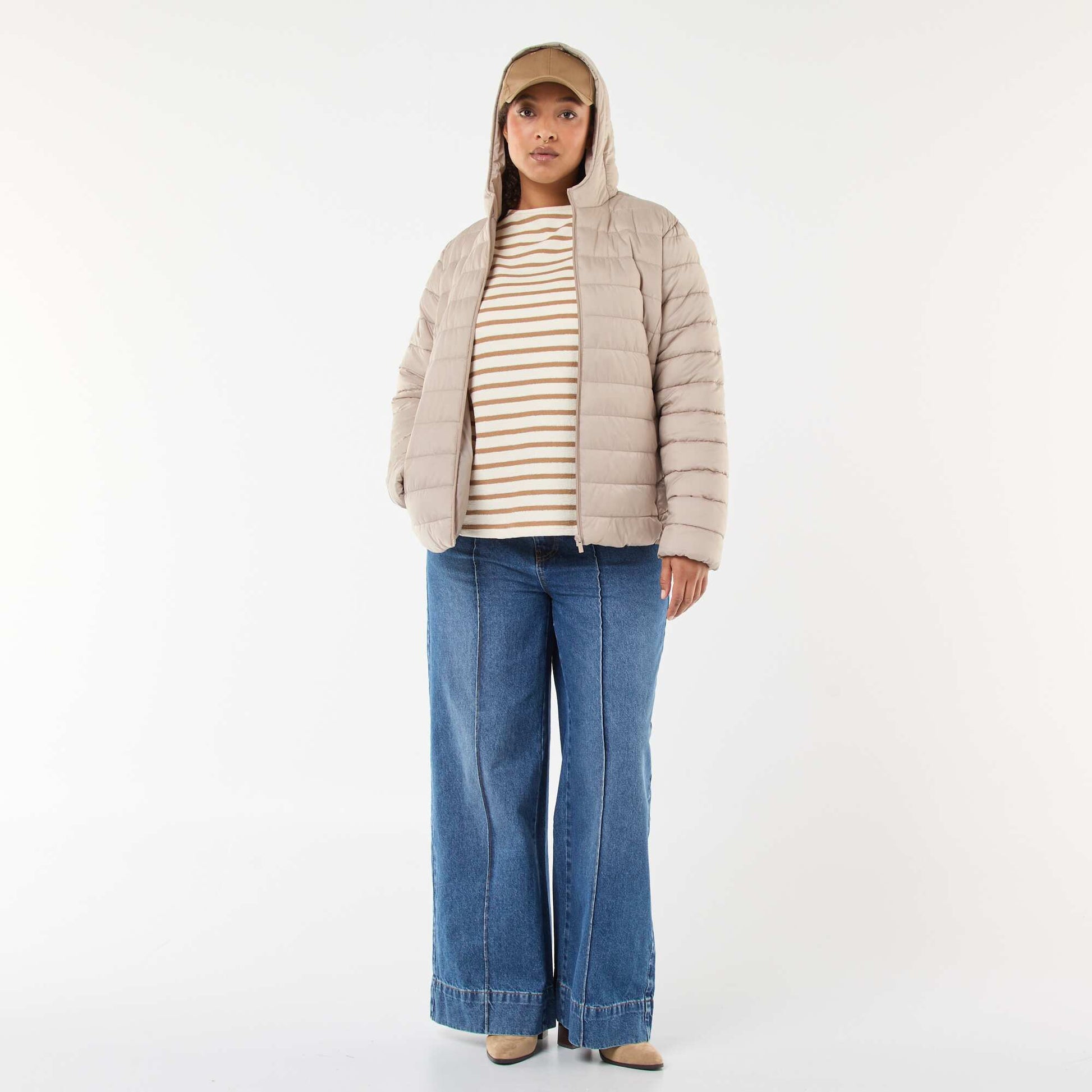 Showerproof quilted padded jacket BEIGE