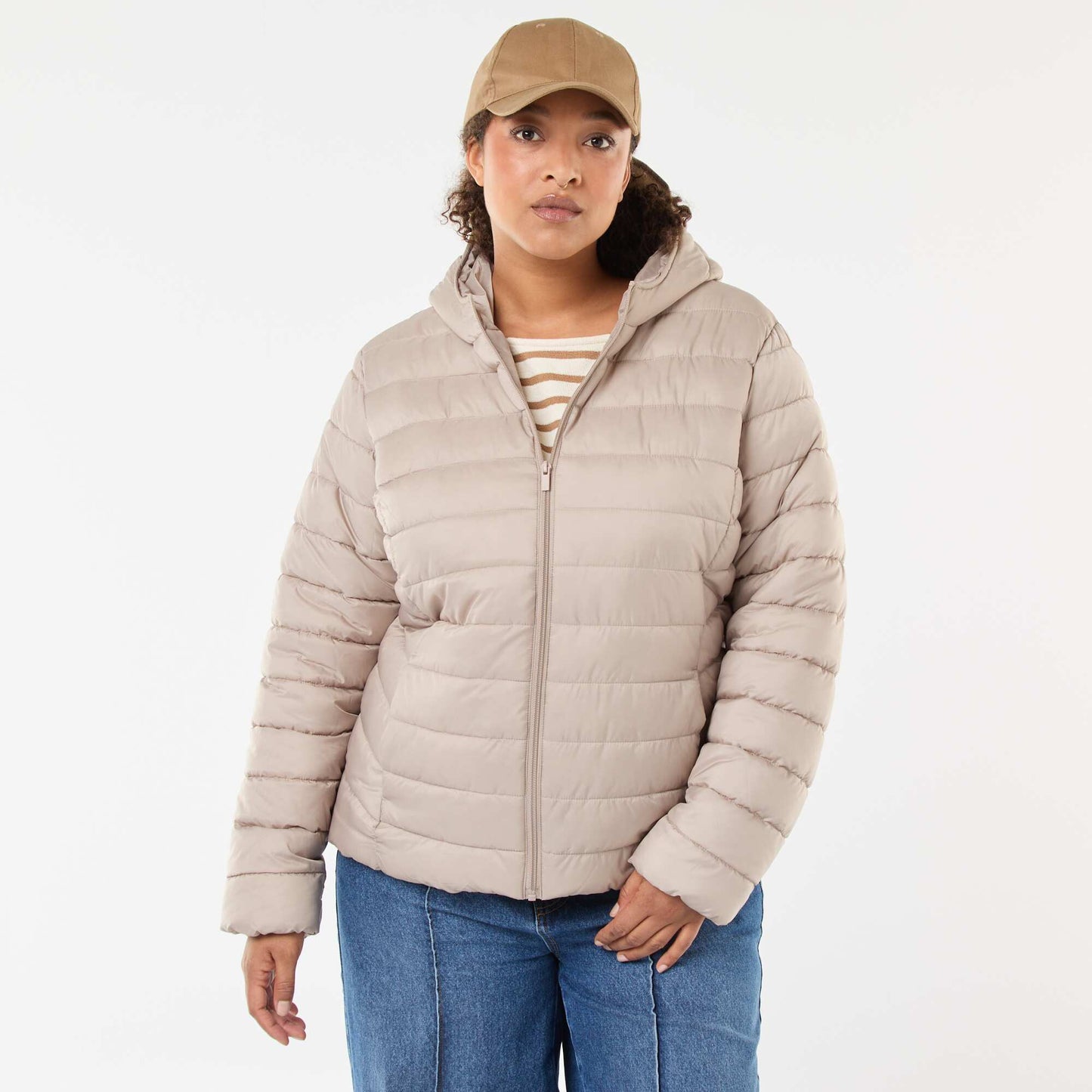Showerproof quilted padded jacket BEIGE