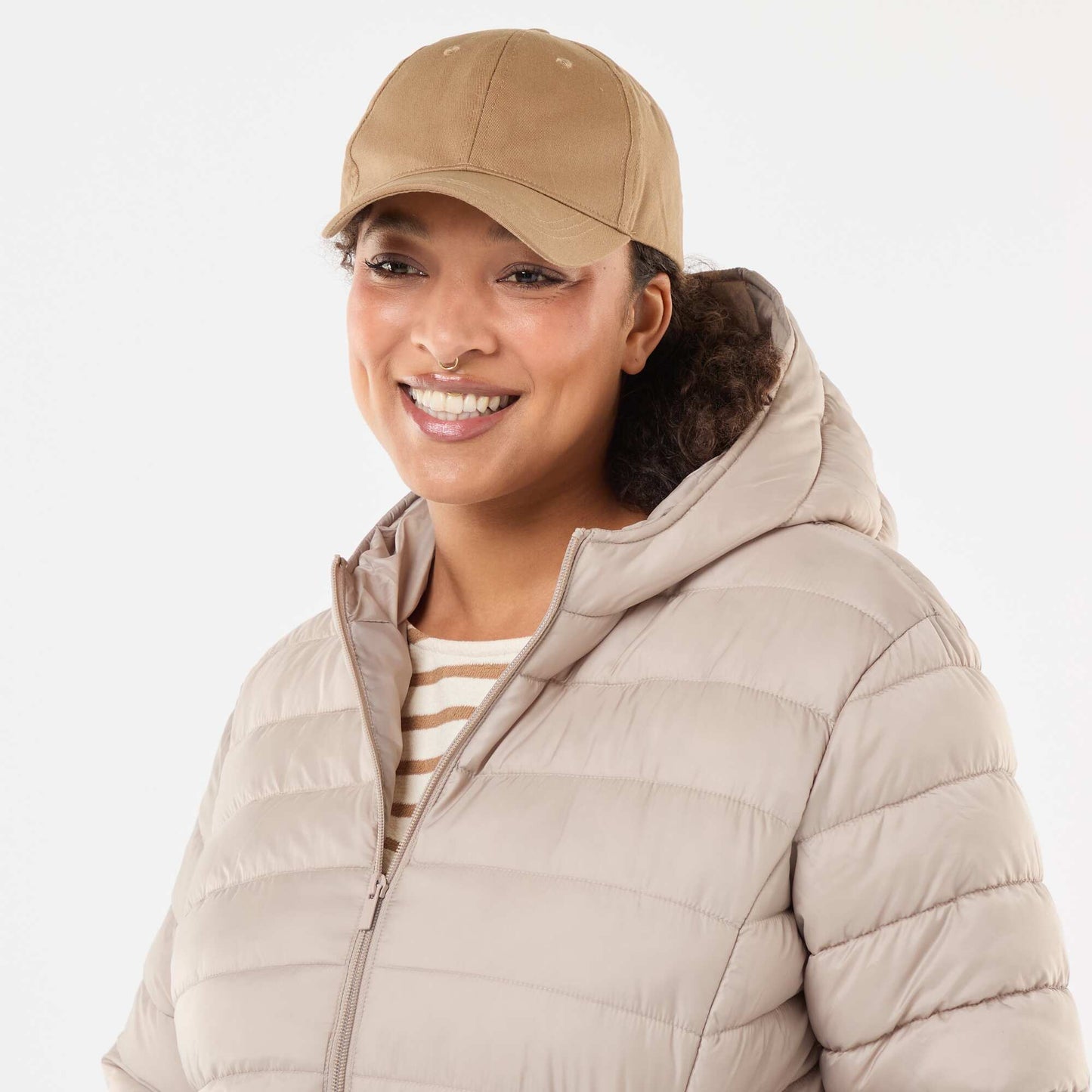 Showerproof quilted padded jacket BEIGE
