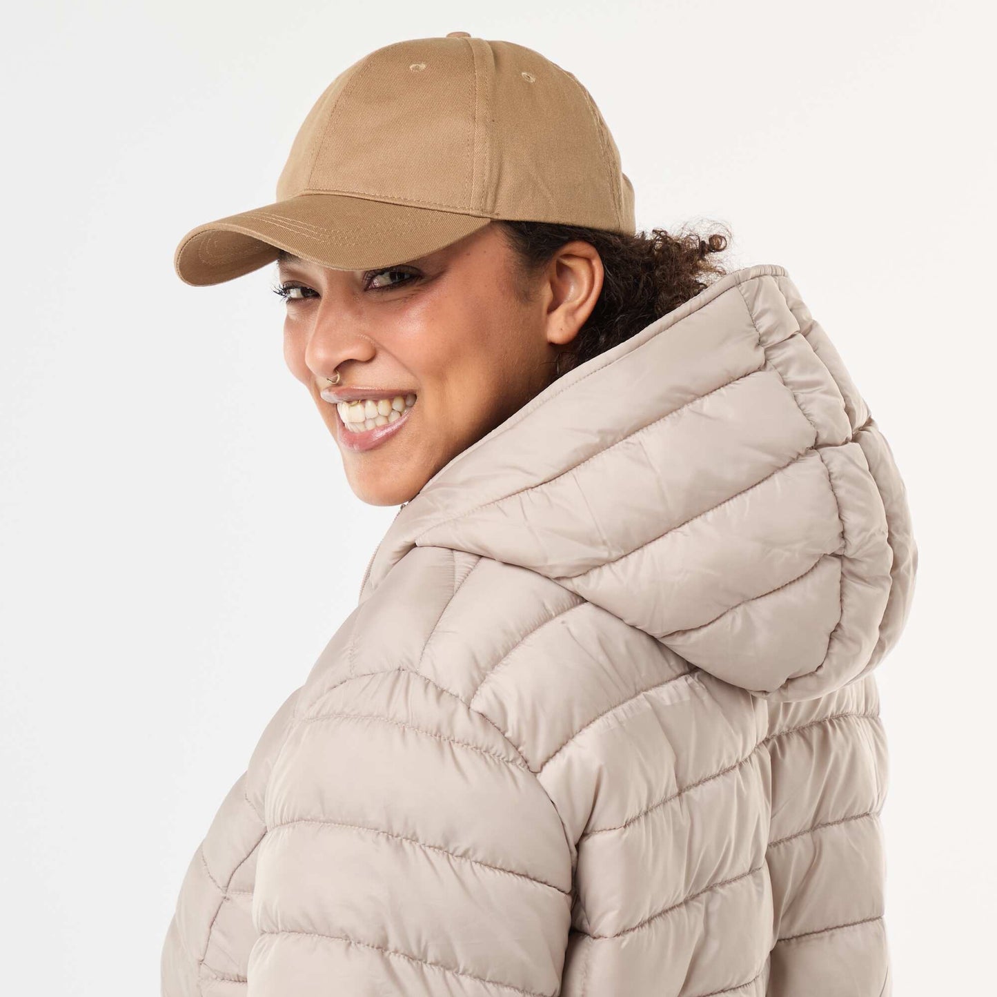Showerproof quilted padded jacket BEIGE