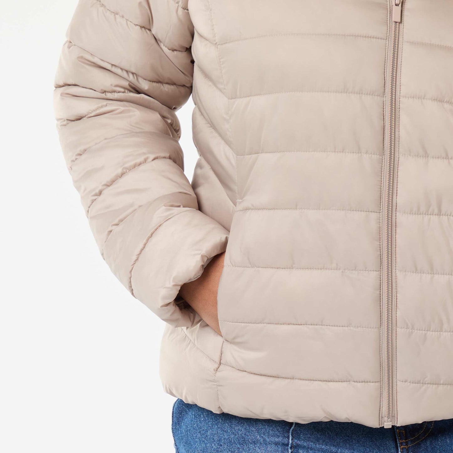 Showerproof quilted padded jacket BEIGE