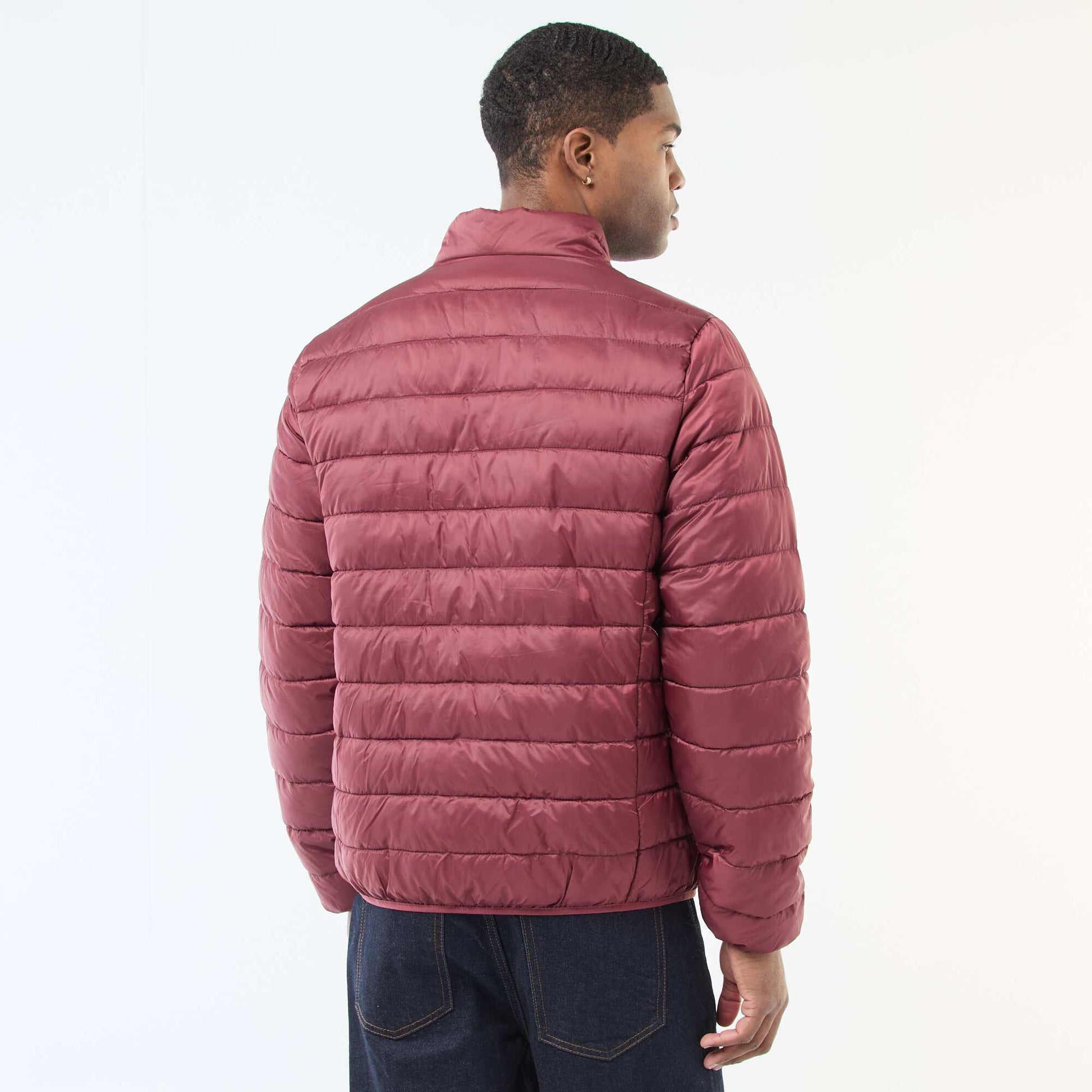 Plain lightweight quilted padded jacket RED