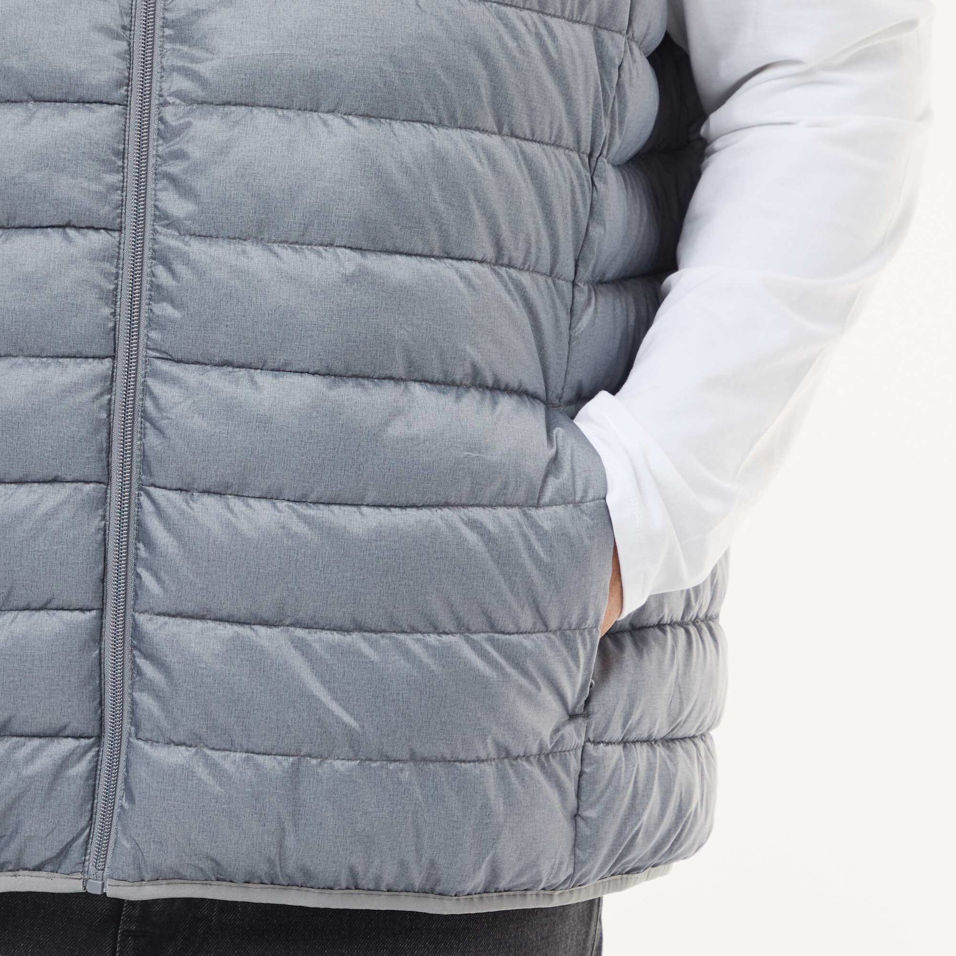 Sleeveless Light Padded Jacket with High Neck GREY