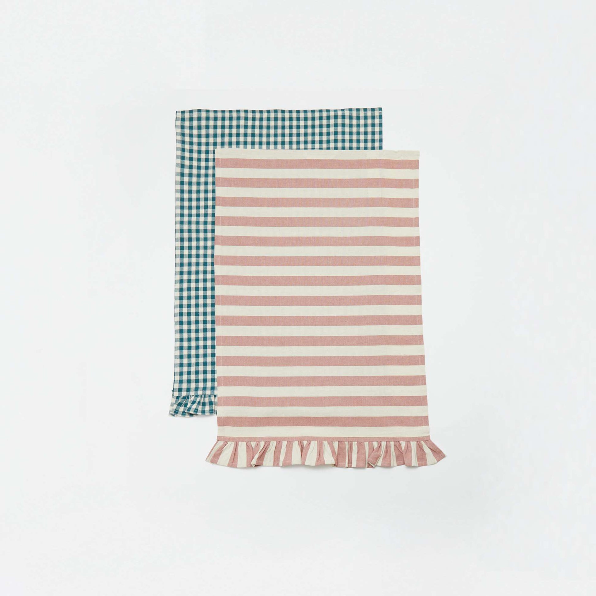 Set of 2 Ruffled Tea Towels (50x70 cm) BLUE