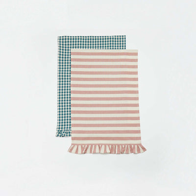 Set of 2 Ruffled Tea Towels (50x70 cm) BLUE