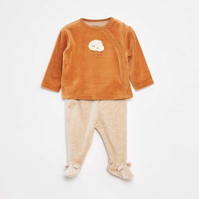 Velour pyjamas - 2-piece set ORANGE