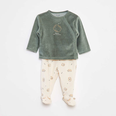 Velour pyjamas - 2-piece set WHITE