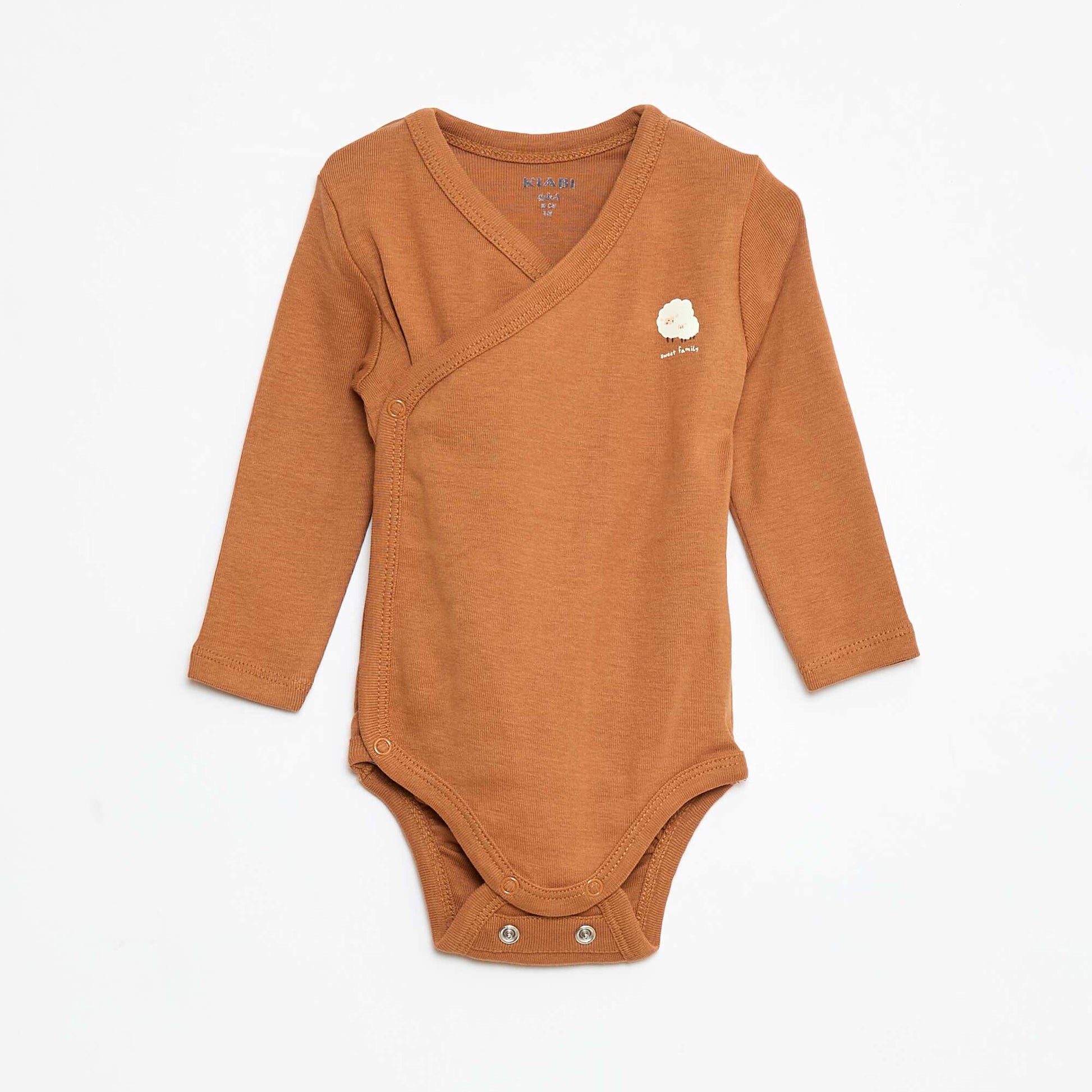 3-Pack of Long-Sleeve Bodysuits with Snap Closure BEIGE