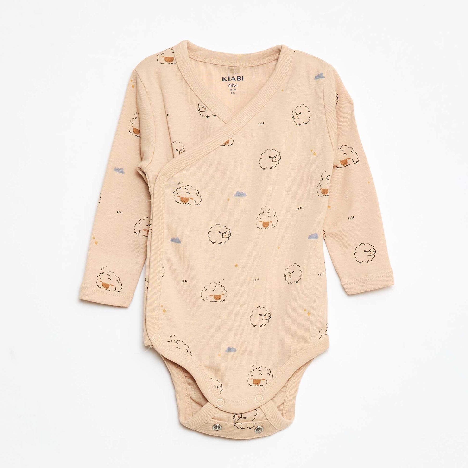 3-Pack of Long-Sleeve Bodysuits with Snap Closure BEIGE