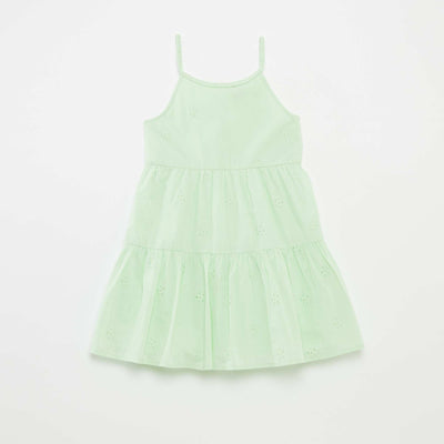Plain dress with braided straps GREEN