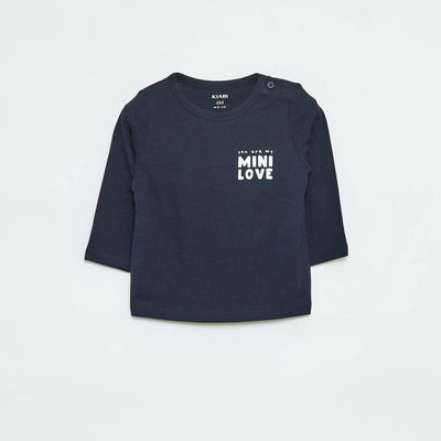 Printed long-sleeved T-shirt BLUE