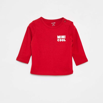 Printed long-sleeved T-shirt RED