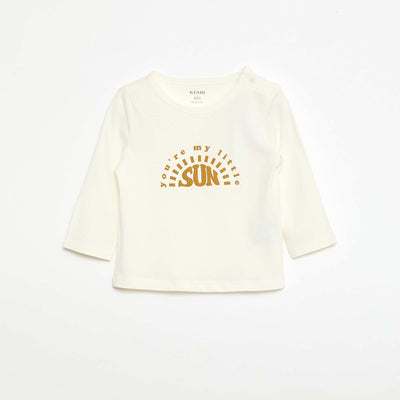Printed long-sleeved T-shirt WHITE