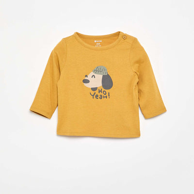 Long-sleeved T-shirt with cute design YELLOW