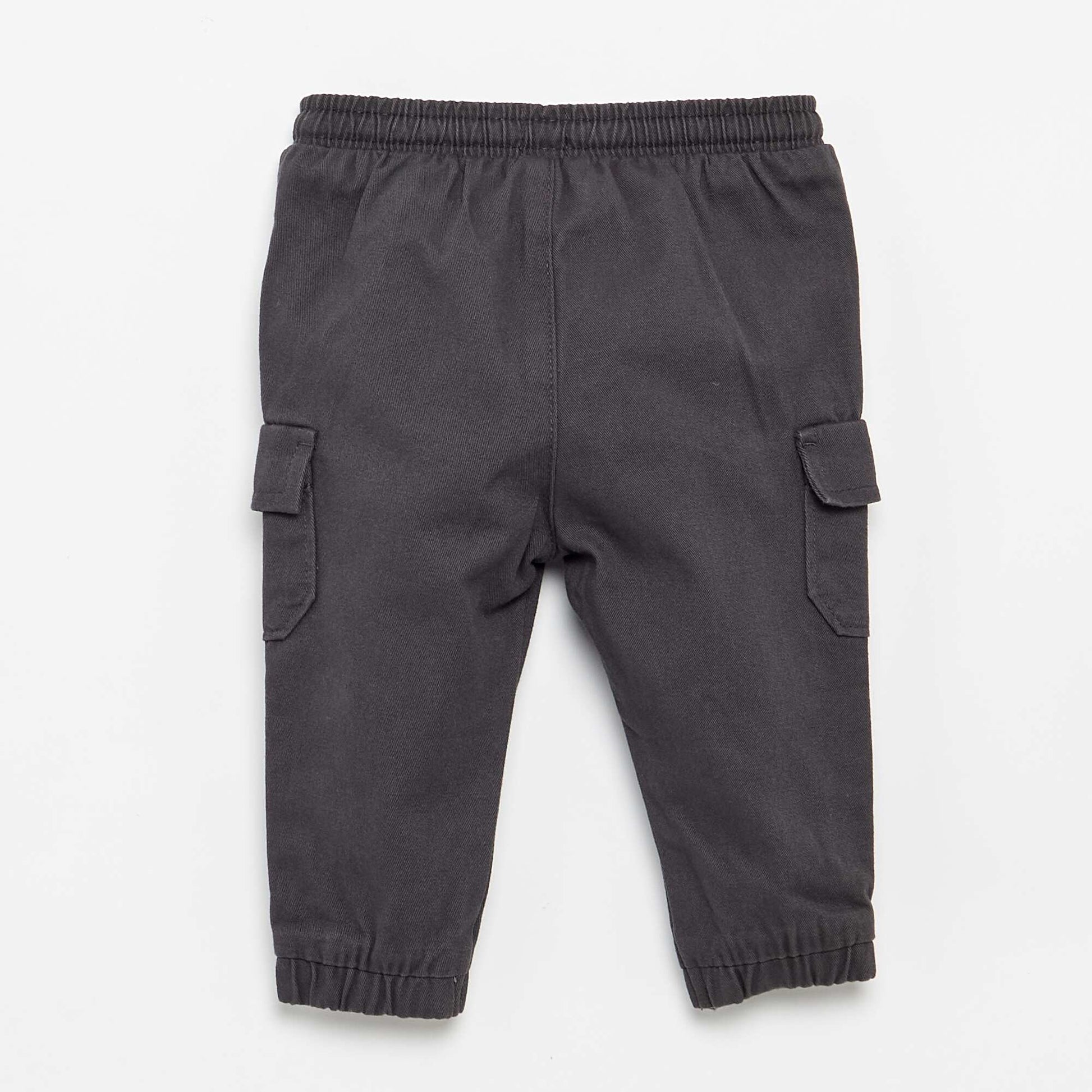 Twill joggers with flap pockets BLACK