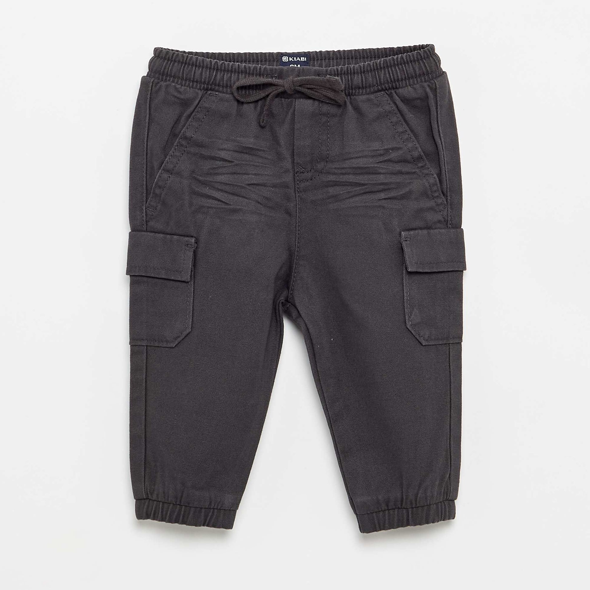 Twill joggers with flap pockets BLACK