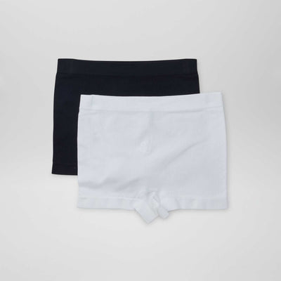 Pack of 2 pairs of ribbed knit boy shorts WHITE