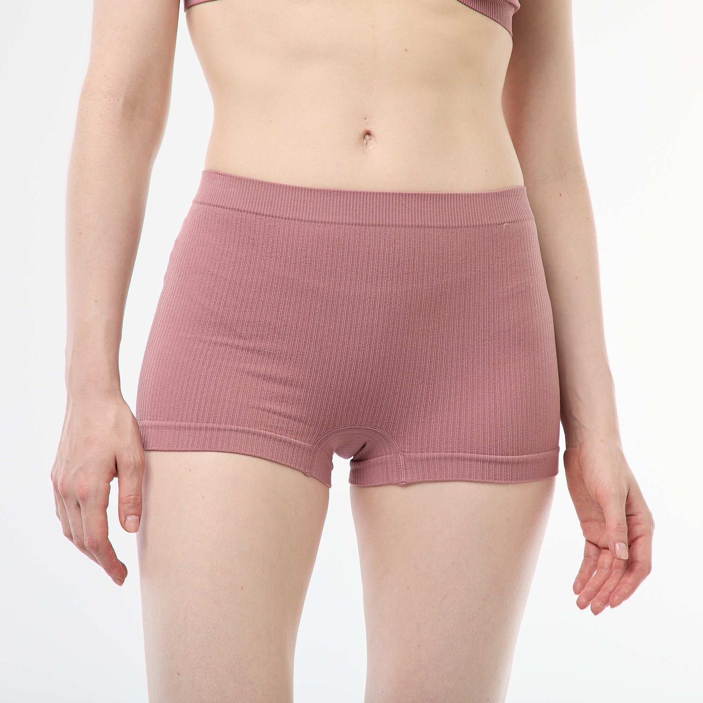 Pack of 2 pairs of ribbed knit boy shorts PINK