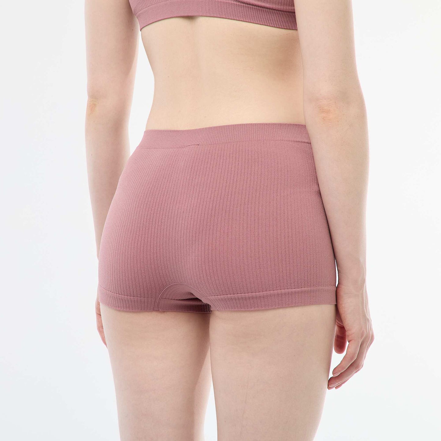 Pack of 2 pairs of ribbed knit boy shorts PINK