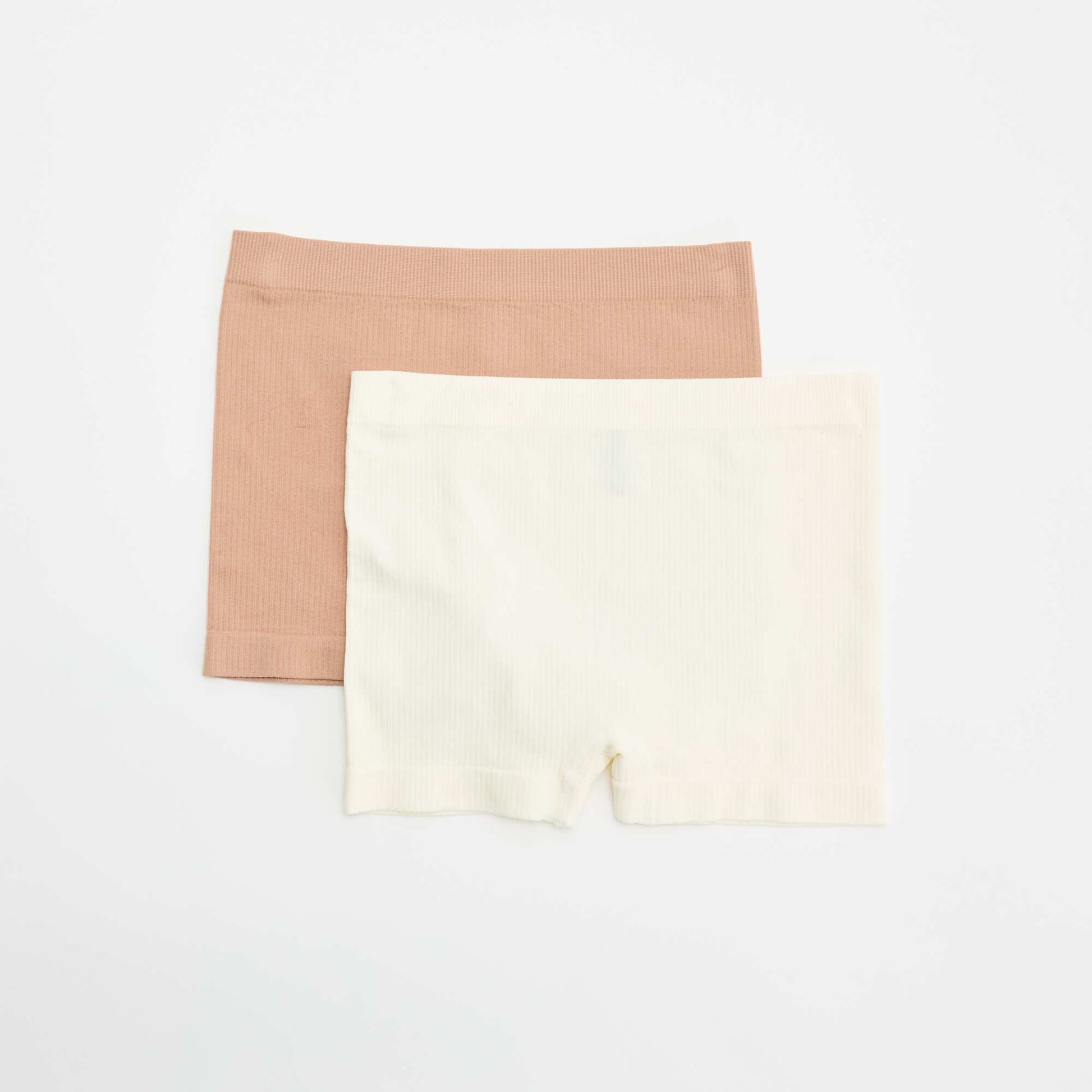 Pack of 2 pairs of ribbed knit boy shorts PINK