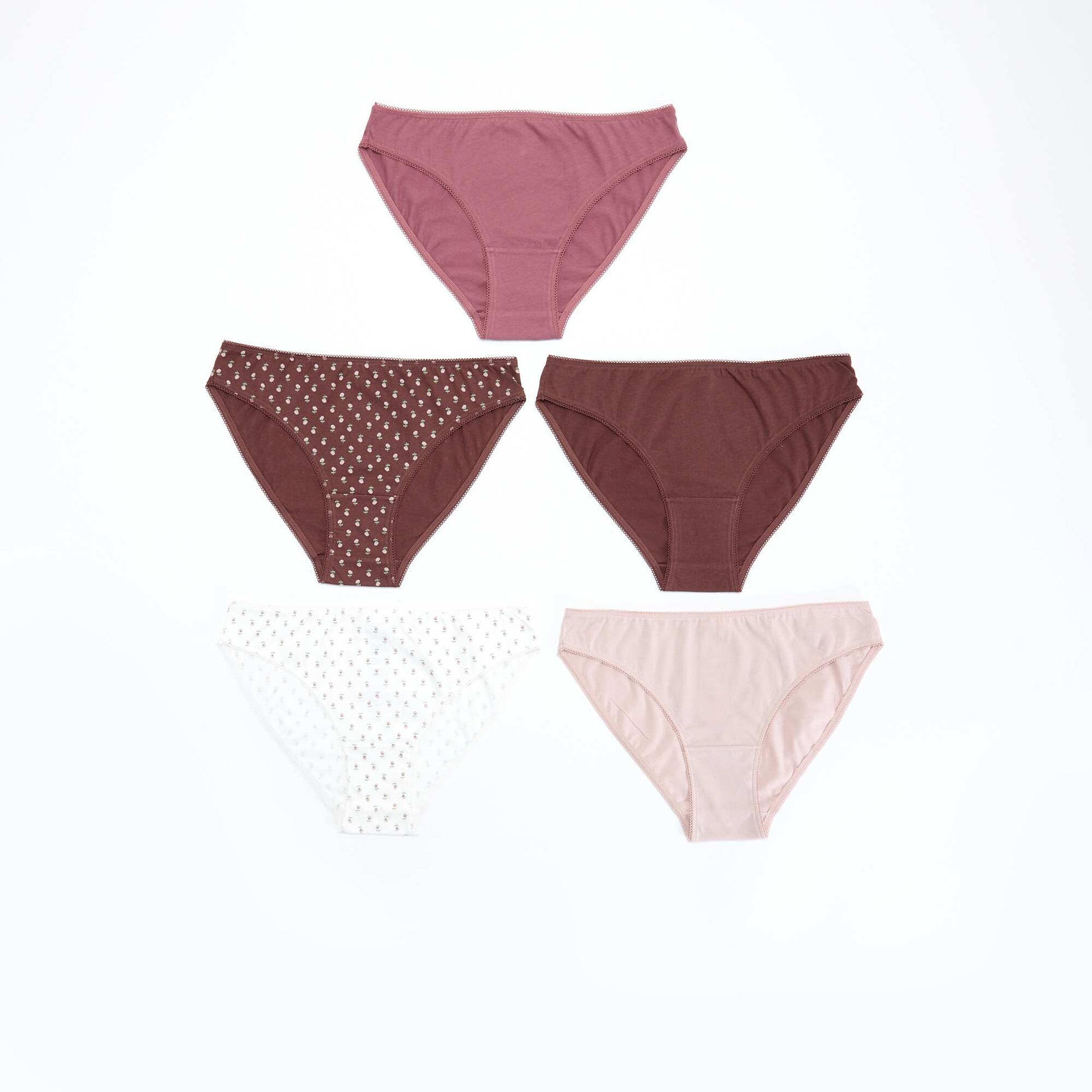 Pack of 5 Briefs - Plain and Printed RED