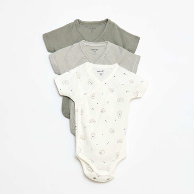 Pack of short-sleeved bodysuits - 3-piece set GREEN