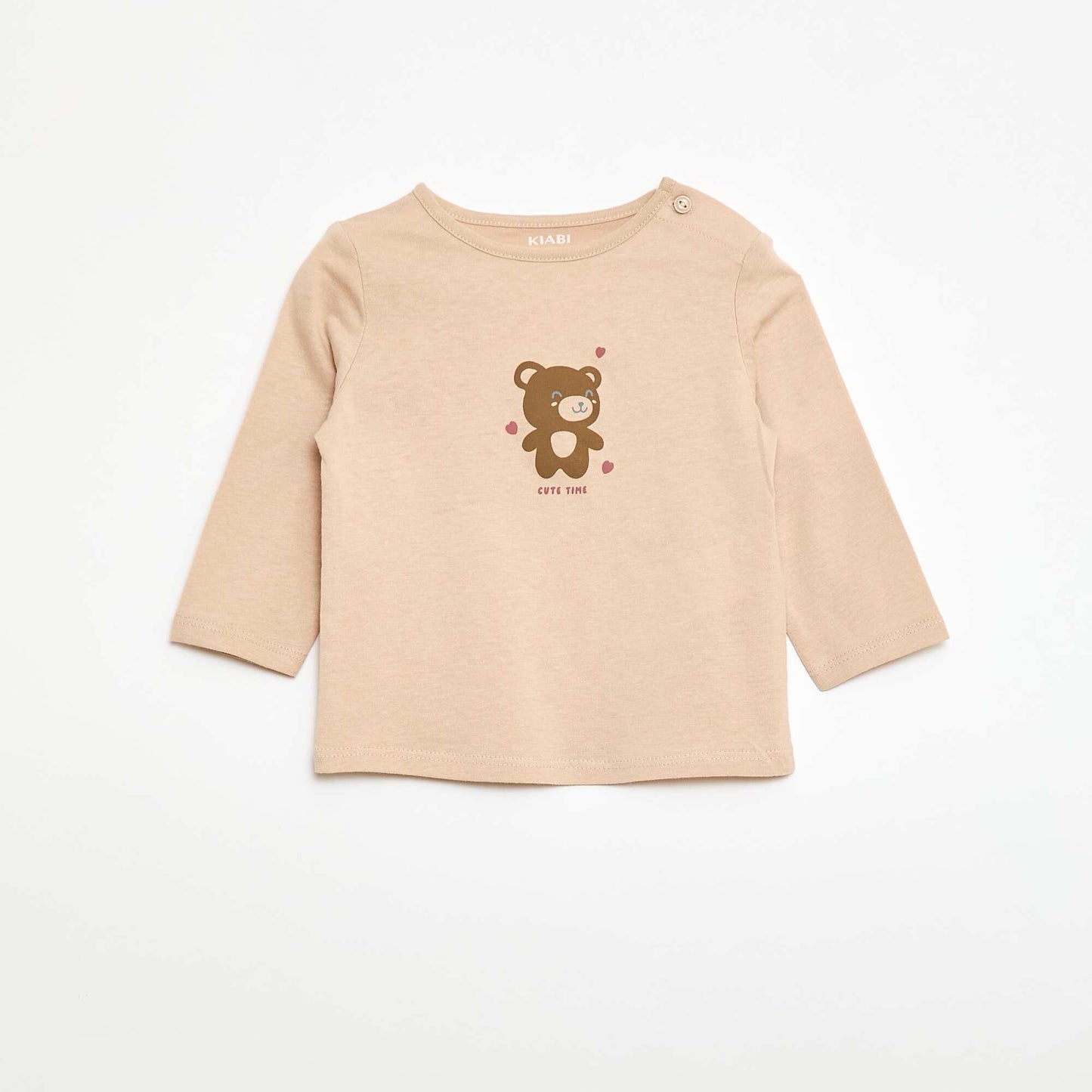 Long-sleeved printed T-shirt BEIGE