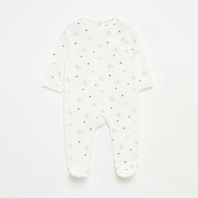 Velour sleepsuit with motif BEIGE