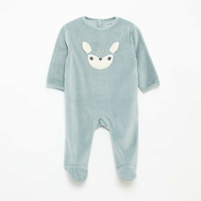 Velour sleepsuit with motif BLUE