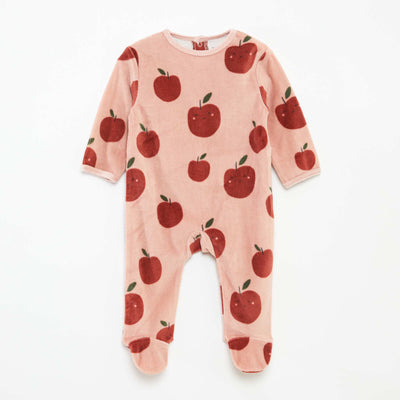 Velour sleepsuit with motif PINK