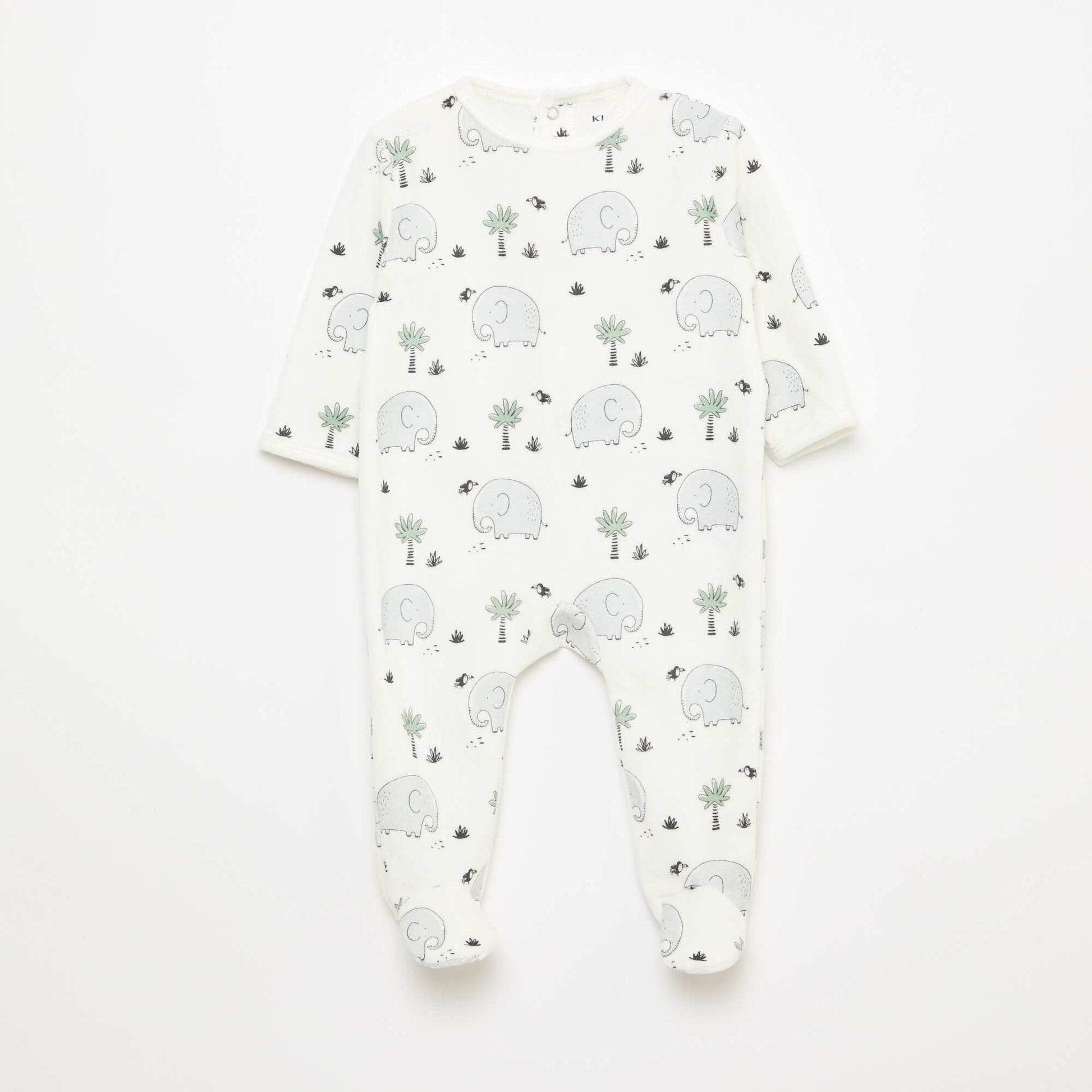 Velour sleepsuit with motif WHITE