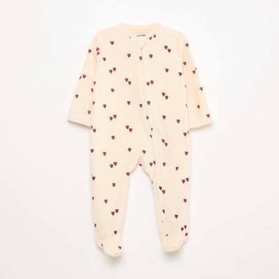 Velour sleepsuit with zip fastening WHITE