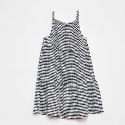 Flared gingham dress BLACK