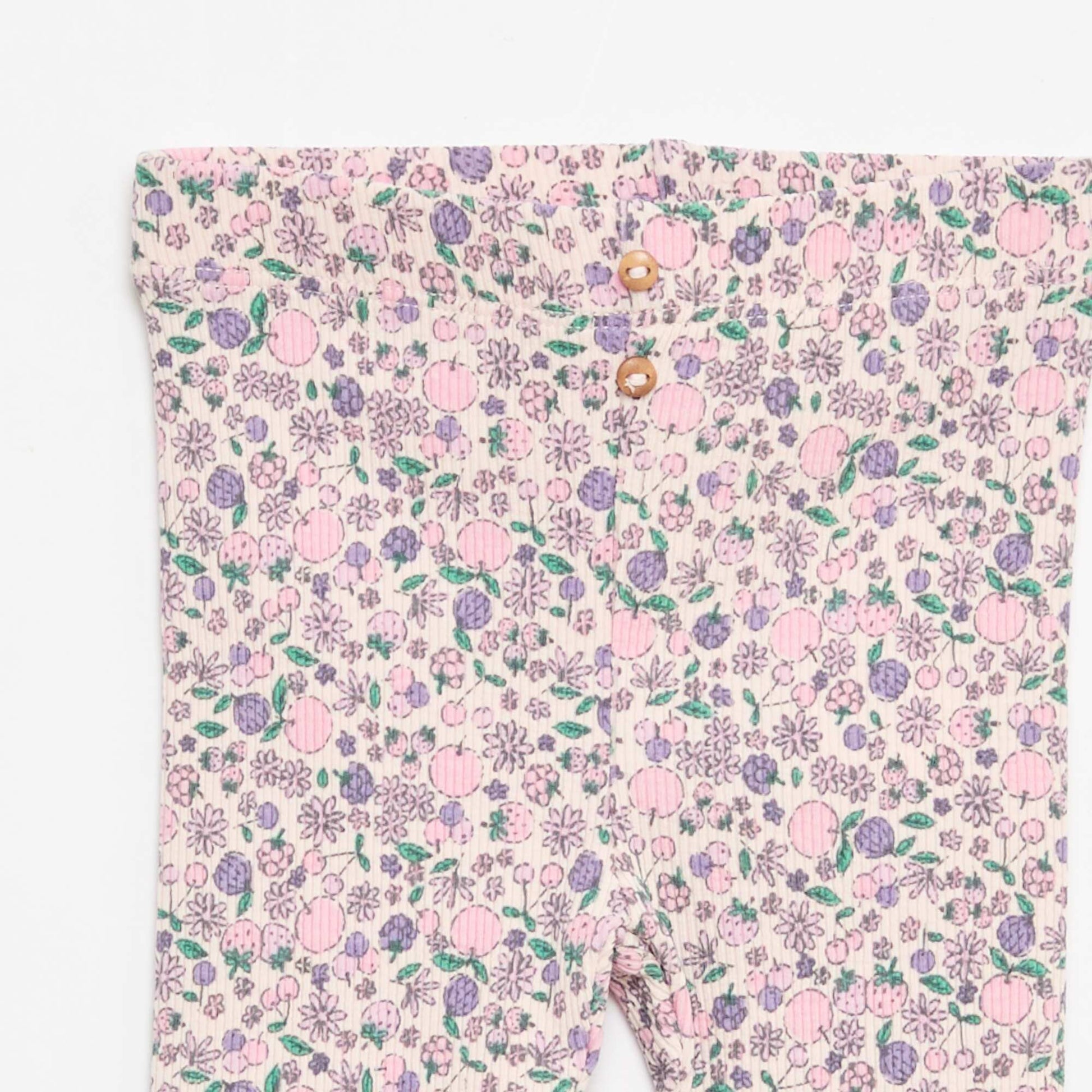 Patterned ribbed long leggings PINK