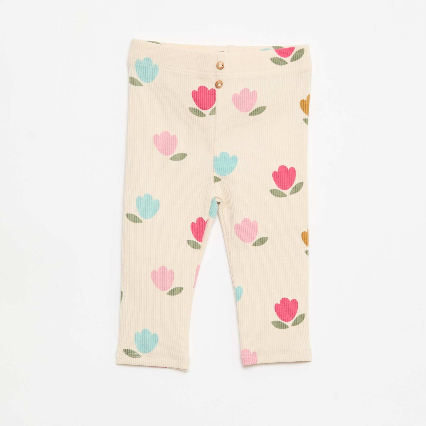 Patterned ribbed long leggings WHITE