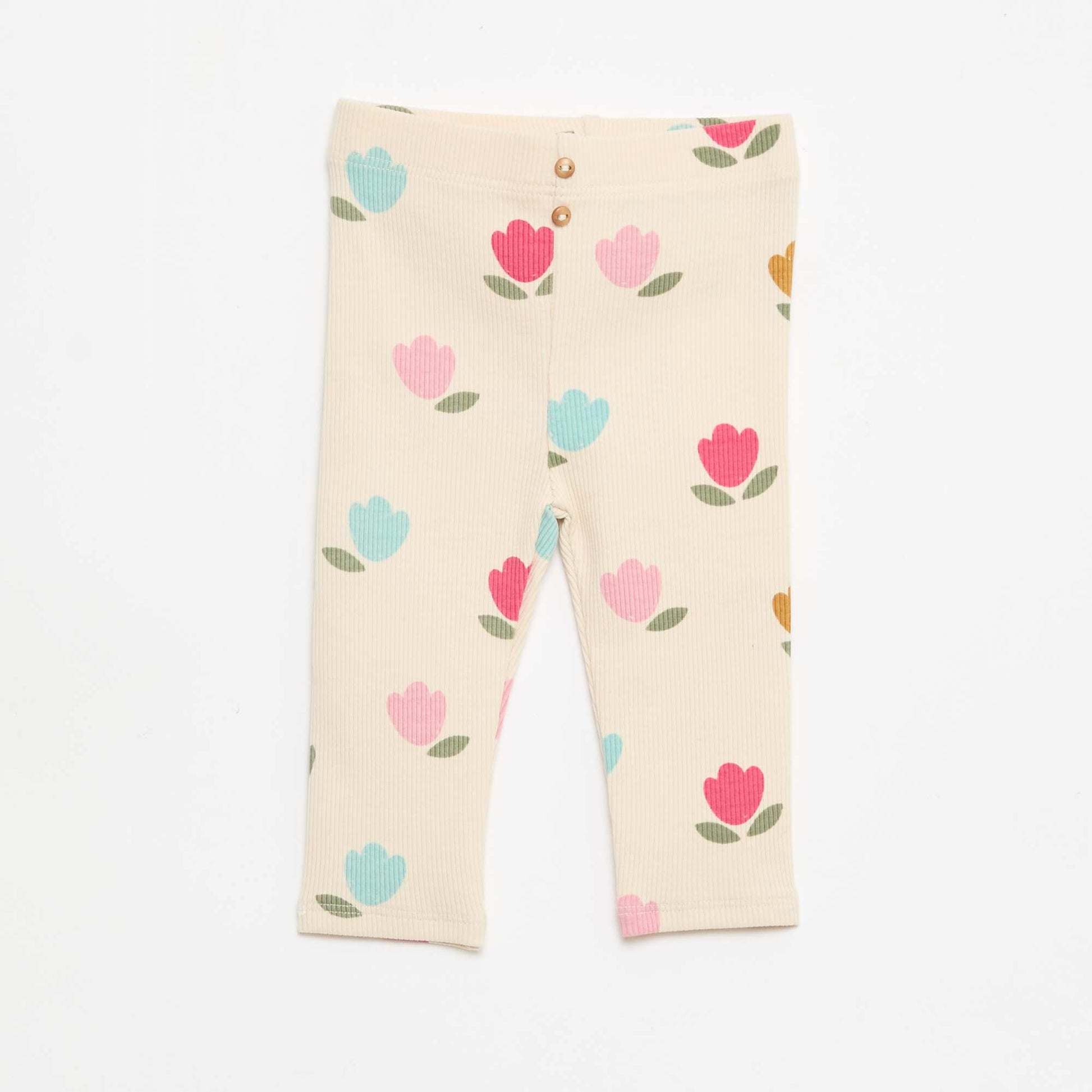 Patterned ribbed long leggings WHITE