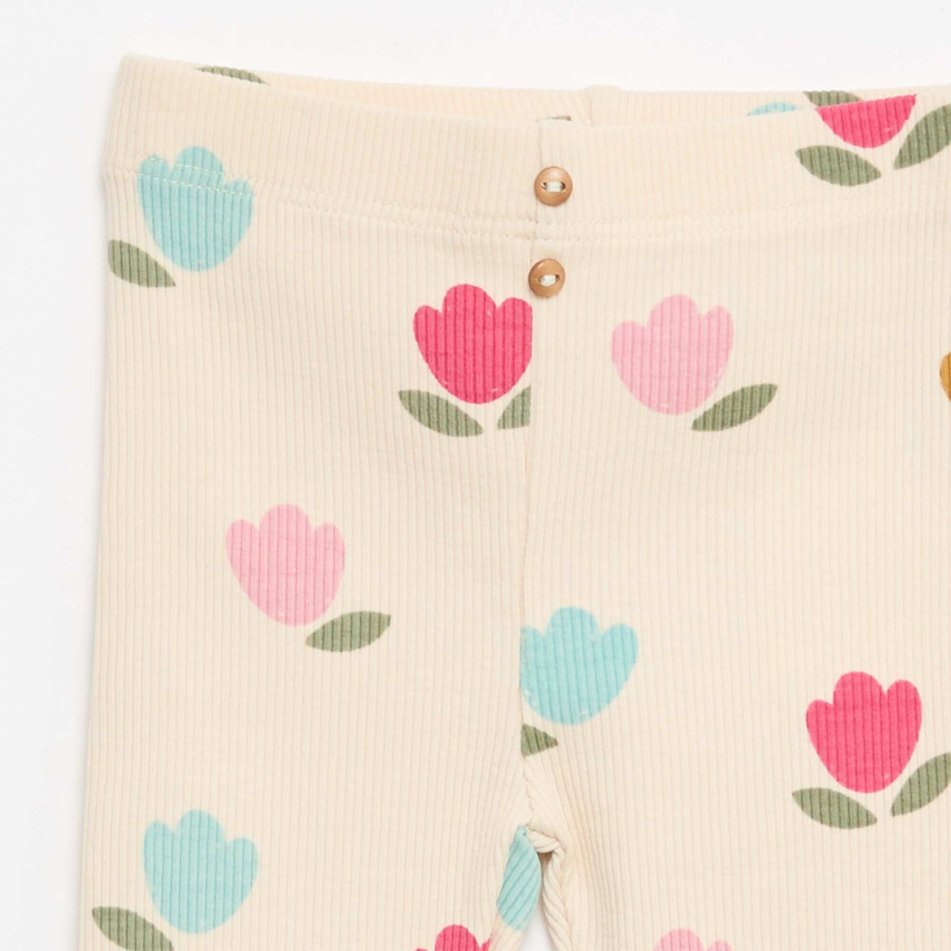 Patterned ribbed long leggings WHITE