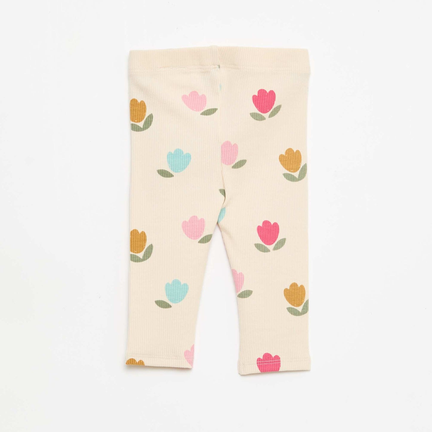 Patterned ribbed long leggings WHITE