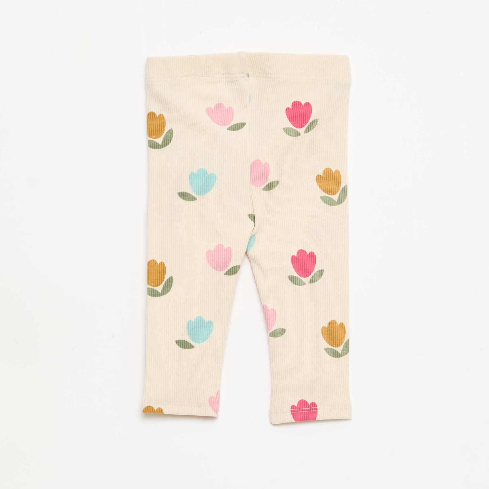 Patterned ribbed long leggings WHITE
