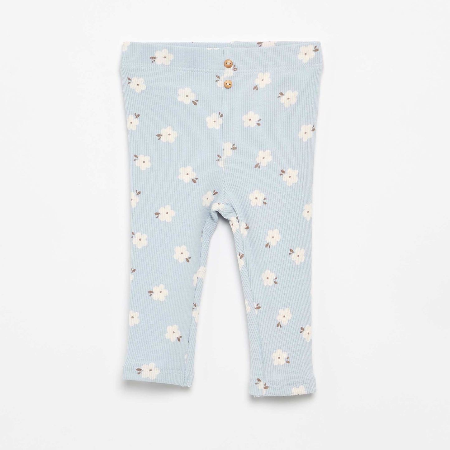 Patterned ribbed long leggings BLUE