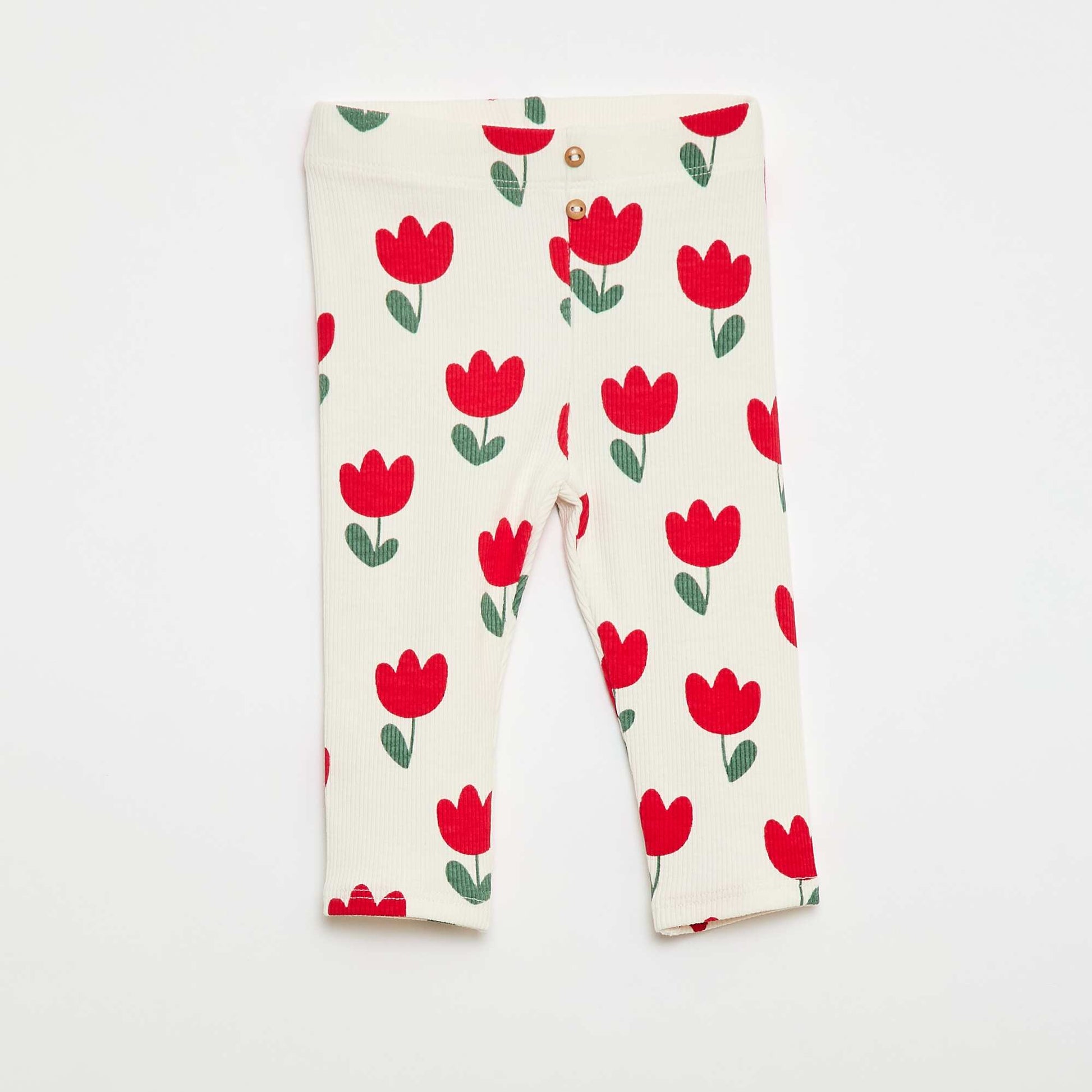 Patterned ribbed long leggings WHITE